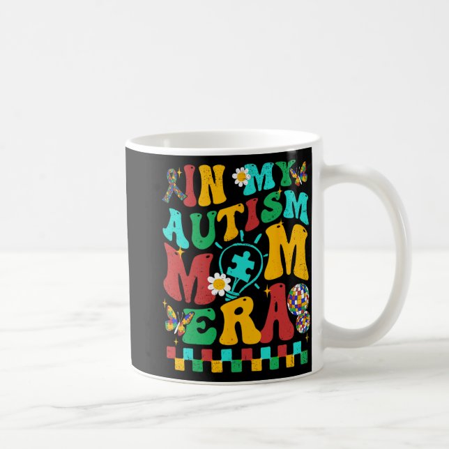 My Autism Mom Era Groovy Puzzle Piece Retro Mother Coffee Mug (Right)