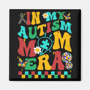 My Autism Mom Era Groovy Puzzle Piece Retro Mother Magnet