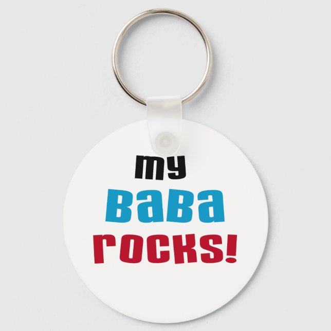 My Baba Rocks T-shirts and Gifts Keychain (Front)