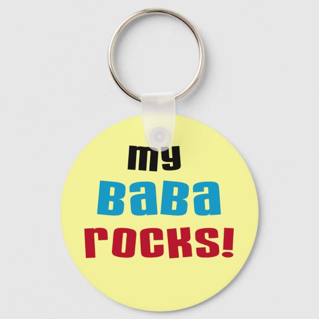 My Baba Rocks T-shirts and Gifts Keychain (Front)