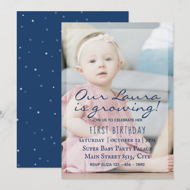 My Baby 1st Birthday - Simple Photo Invitation (Front/Back)