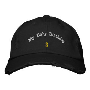 My Baby Birthday 3 Black Birthday-Hat Celebration Embroidered Hat