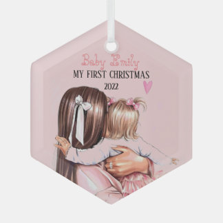 My baby girl 1st Christmas 2022 Glass Ornament
