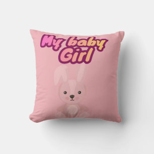 My Baby Girl Cute Bunny Throw Pillow