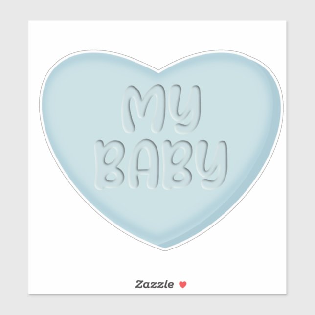 My Baby Pastel Blue Candy Heart Sticker (Sheet)