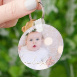 My Baby Photo Custom Keychain<br><div class="desc">Your baby's photo on a keychain! Upload your own image to create your keychain for yourself or give as a gift to family, friends, parents and grandparents! The word love in a check script is featured over your photo.</div>