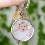 My Baby Photo Custom Keychain<br><div class="desc">Your favourite baby photo on a keychain! Upload your own image to create your keychain for yourself or give as a gift to family, friends, parents and grandparents! The word love in a check script is featured over your photo.</div>