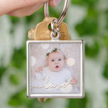 My Baby Photo Custom Keychain<br><div class="desc">Your favourite baby photo on a keychain! Upload your own image to create your keychain for yourself or give as a gift to family, friends, parents and grandparents! The word love in a check script is featured over your photo.</div>