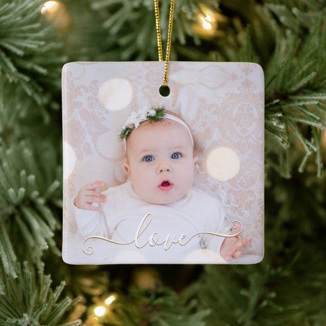 My Baby Photo Personalized Ceramic Ornament (Tree)