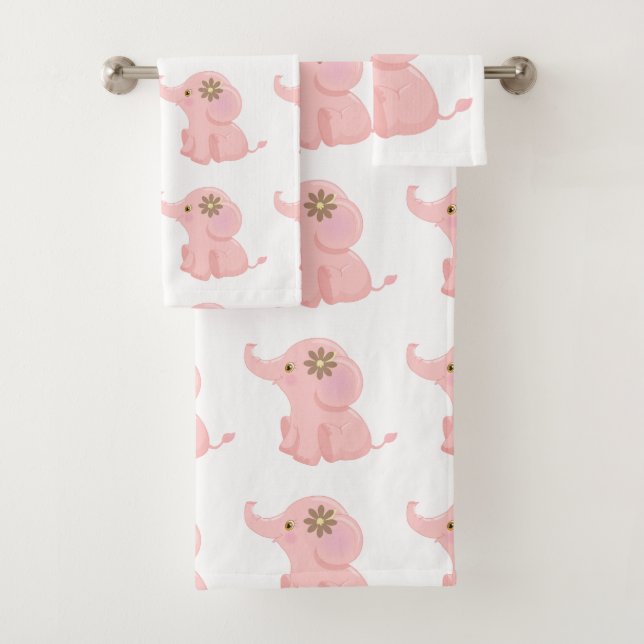 My Baby Pink Elephant Bath Towel Set (Insitu)