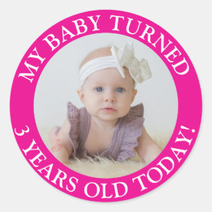My baby turned 5 years old today  birthday  classic round sticker