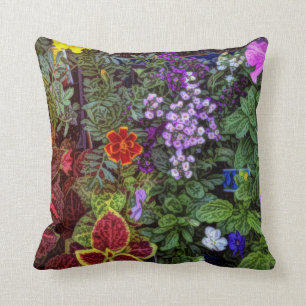 My Back Garden-Coleus,Marigolds, and Petunias Throw Pillow