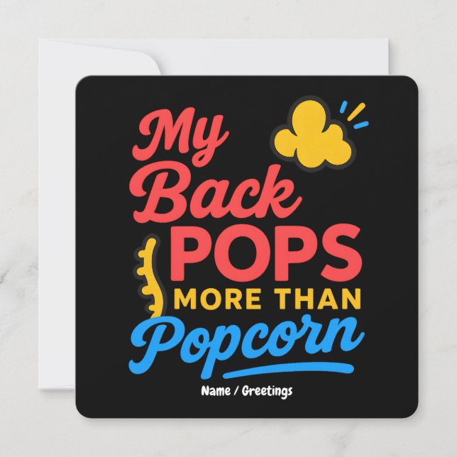 My Back Pops More Than Popcorn Funny Retro Spine Invitation (Front)