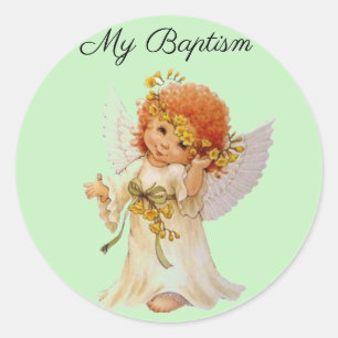 My Baptism angel Classic Round Sticker