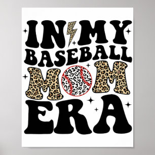 My Baseball Mom Era Leopard Mom Baseball Mama Moth Poster