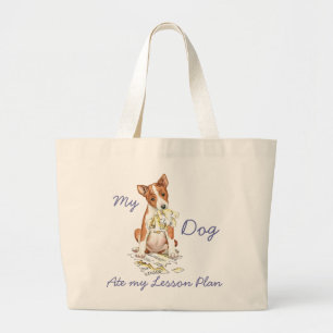 My Basenji Ate My Lesson Plan Large Tote Bag