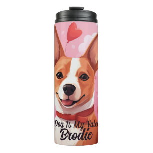 My Basenji Dog Is My Valentine Personalized Name Thermal Tumbler