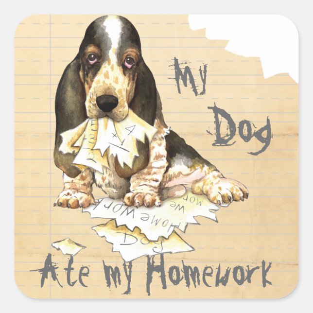 My Basset Ate My Homework Square Sticker (Front)