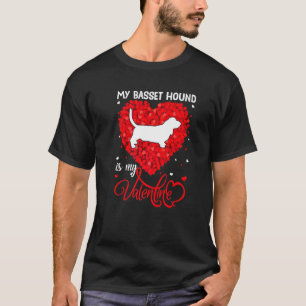 My Basset Hound Is My Valentine Basset Hound Dog V T-Shirt