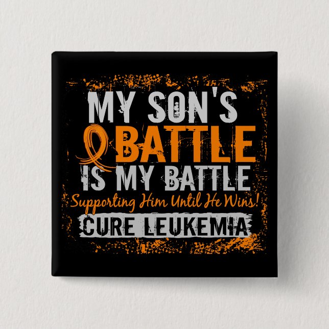 My Battle Too 2 Leukaemia Son Inch Square Button (Front)