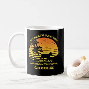 My Beach Partner Sunset Palm Labrador Retriever  Coffee Mug