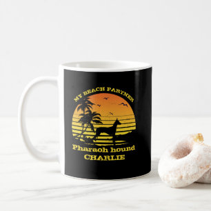 My Beach Partner Sunset Palm tree Pharaoh hound Coffee Mug