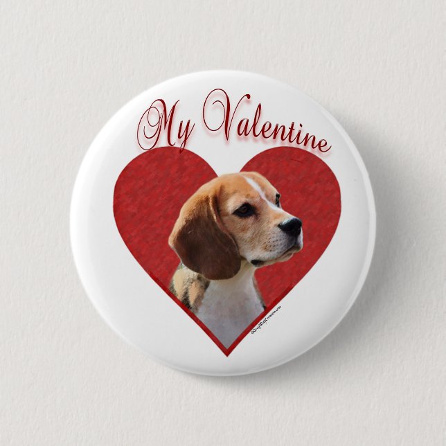 My Beagle Valentine 2 Inch Round Button (Front)