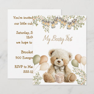 My Beary First Birthday Digital Download  Invitation
