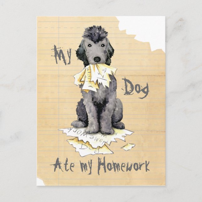 My Bedlington Terrier Ate My Homework Postcard (Front)