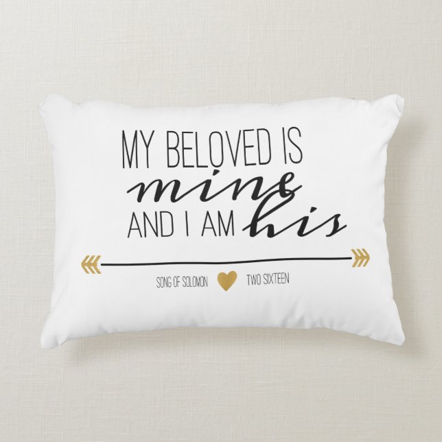 My Beloved is Mine, Scripture Accent Pillow (Front)