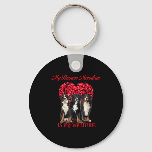 My Bernese Mountain Is My Valentine Dog Lover Vale Keychain (Front)