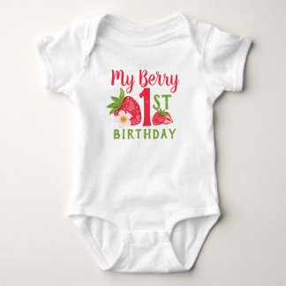 My Berry 1st Birthday Cute Strawberry Baby Bodysuit