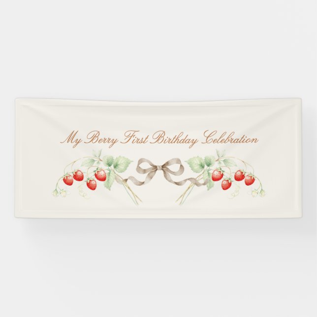 My Berry First Birthday Party Banner (Horizontal)