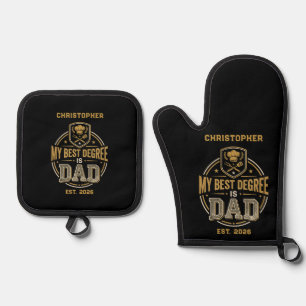 My Best Degree Is Dad Father's Day Oven Mitt & Pot Holder Set