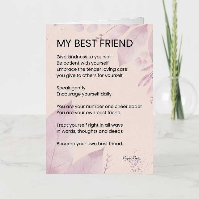 My Best Friend Encouragement Poem Poetry  Foil Greeting Card (Front)