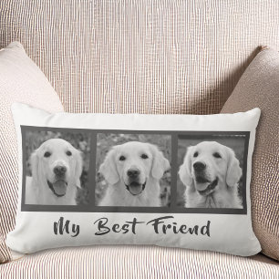 My Best Friend Grey and White Photo Lumbar Pillow
