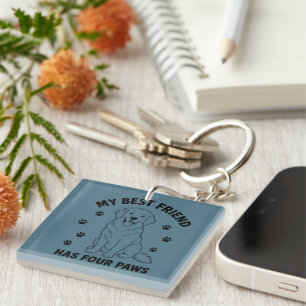My Best Friend Has Four Paws Golden Retriever Dog  Keychain