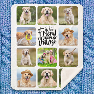 My Best Friend Has Paws Custom Pet Dog 11 Photo Sherpa Blanket