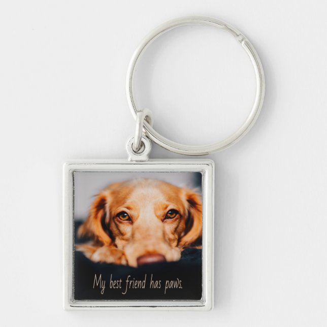 My Best friend has paws dog, Puppy Meme Keychain (Front)