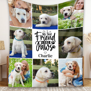 My Best Friend Has Paws Personalized 8 Photo Dog Fleece Blanket