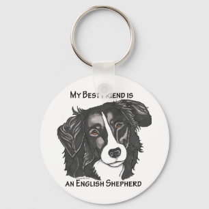 My best friend is a Black & White English Shepherd Keychain