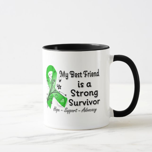 My Best Friend is a Strong Survivor Green Ribbon Mug (Right)