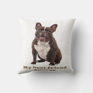 My Best Friend Snores – Brown French Bulldog Throw Pillow