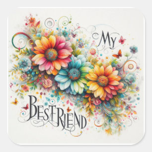 my best friend square sticker