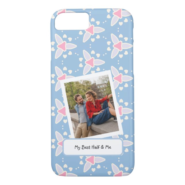 My Best Half & Me Photo Blue <3 Pattern Editable Case-Mate iPhone Case (Back)
