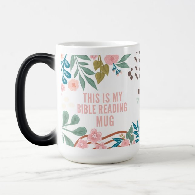 My Bible Reading Floral Abstract Custom Name Magic Mug (Left)