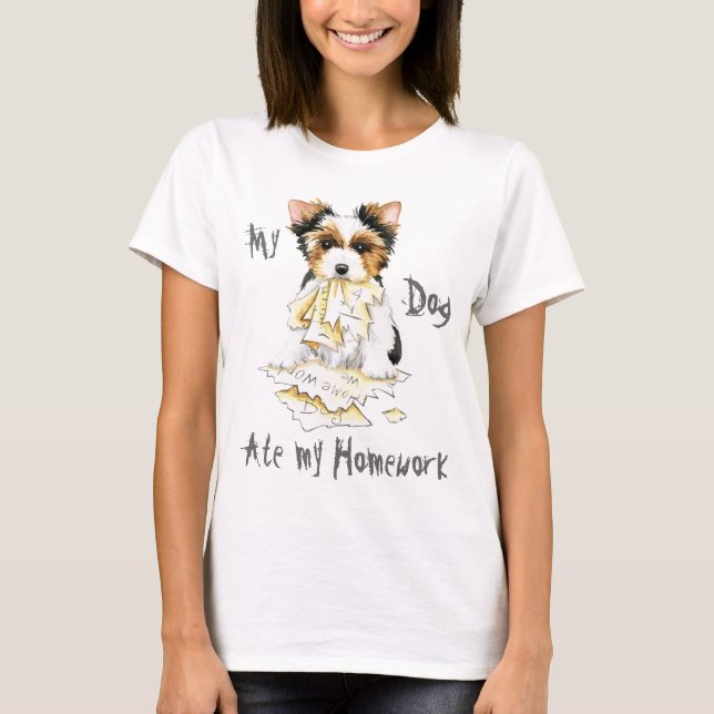 My Biewer Terrier Ate My Homework T-Shirt (Front)
