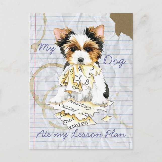 My Biewer Terrier Ate My Lesson Plan Postcard (Front)