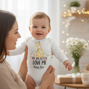 My Big Sister Love Me With Personalized Name Baby Bodysuit