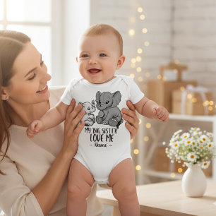 My Big Sister Love Me With Personalized Name Baby Bodysuit